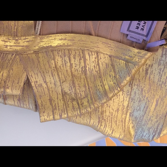 SOLD Herve Leger Metallic Foil Printed Lora Gown - Picture 7 of 7